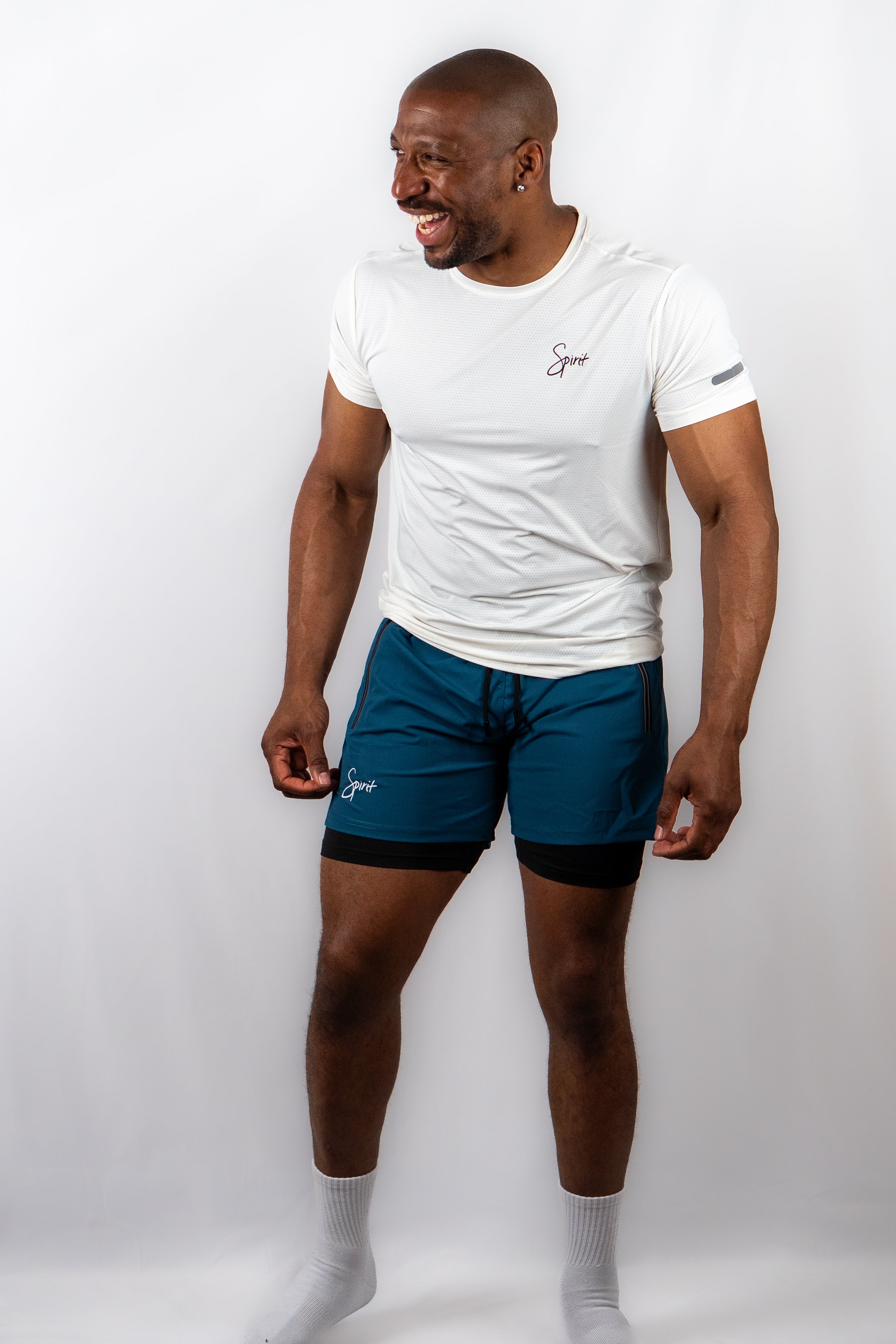 Mens Double Layer Workout Football Shorts